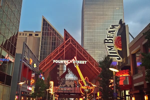 Fourth Street Live! is a 350,000-square-foot entertainment and retail complex located on 4th Street, between Liberty and Muhammad Ali Boulevard, in DowntownLouisville, Kentucky.
Restaurants and entertainment venues in the complex include Gordon Biersch Brewing Company, Hard Rock Cafe, T.G.I. Friday's, Biracibo, The Sports & Social Club (bowling alley and restaurant), Tavern on 4th street, The Fudgery and the new bourbon raw bar.
Fourth Street Live! also has a wide variety of bars and nightclubs including The Marquee Bar, Mosaic, Sully's Saloon, The Sports & Social Club, Howl at the Moon, PBR Louisville and Tengo Sed Cantina.