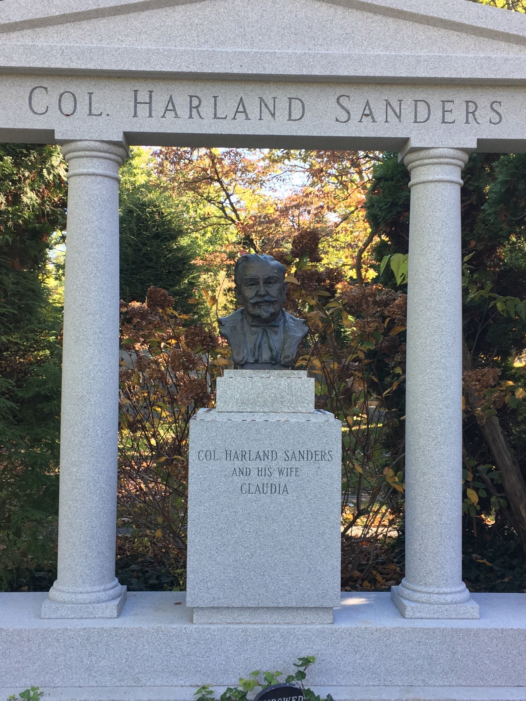 Col Sanders gravesite is at this cemetery, along with some other important people 