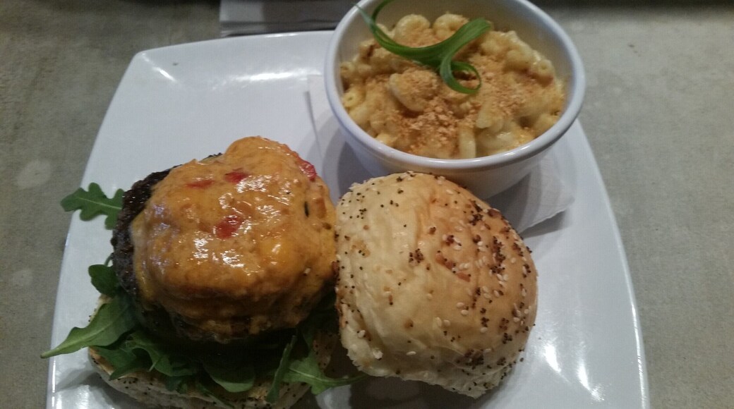 Cute Gastropub in downtown Louisville. The Burger had a pickled tomator on the bottom, I could have eaten a whole plate of those! #FoodieFinds