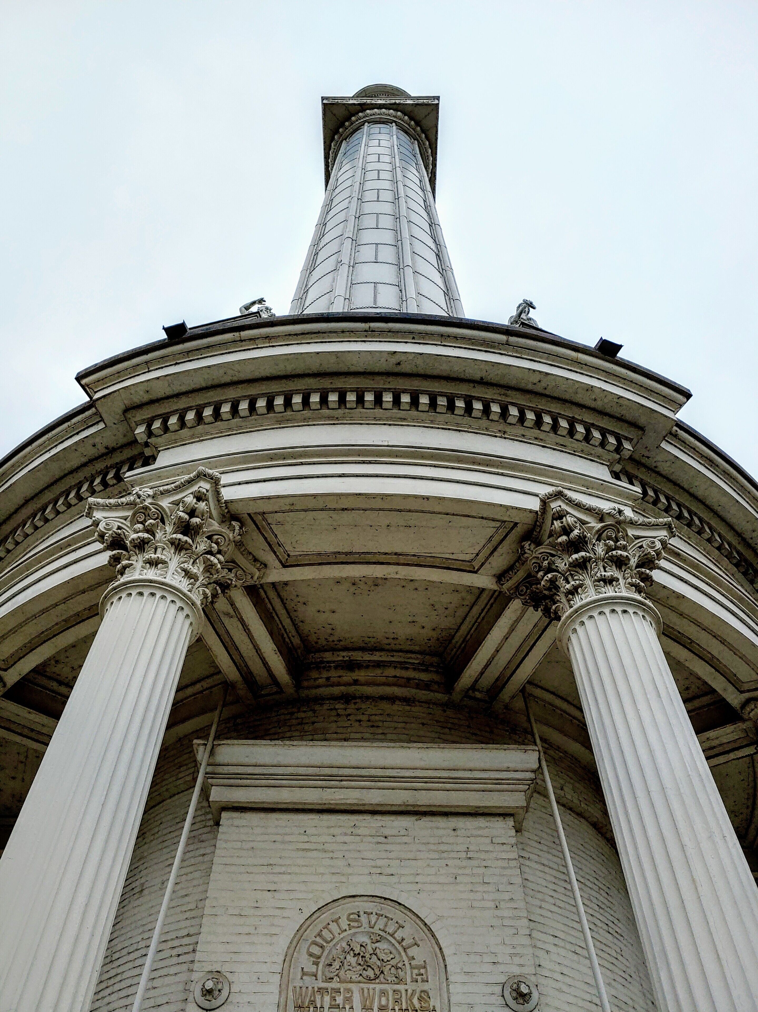 The 183 ft Louisville Water Tower opened in 1860 producing 12 million gallons of water a day.