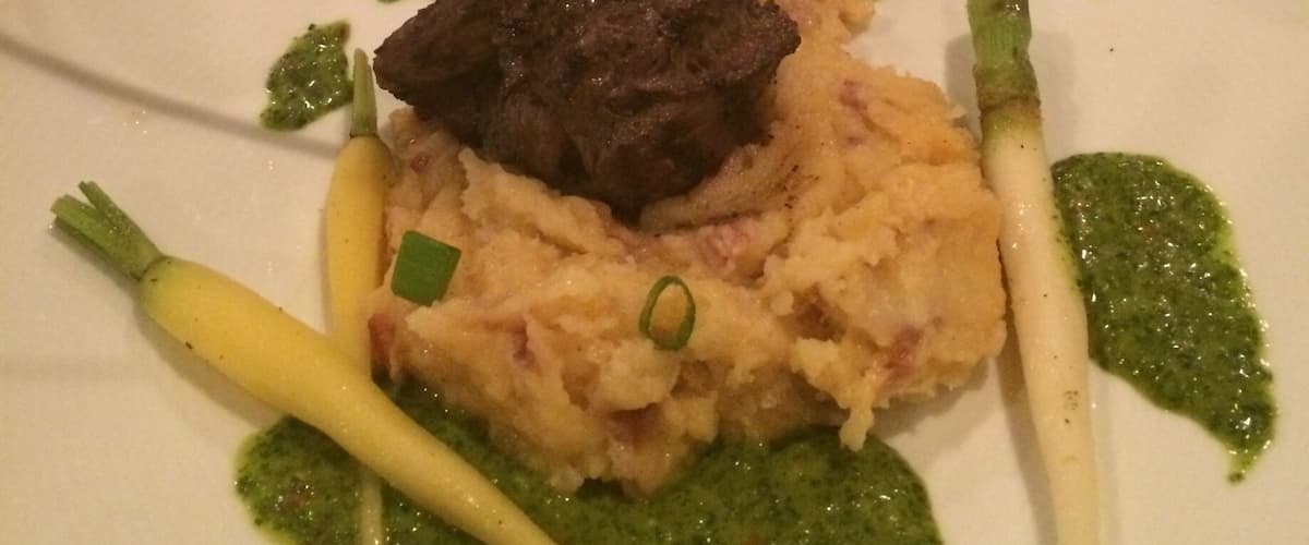 Great skirt steak with chimichurri sauce at Seviche. Don't miss the calamari appetizer!