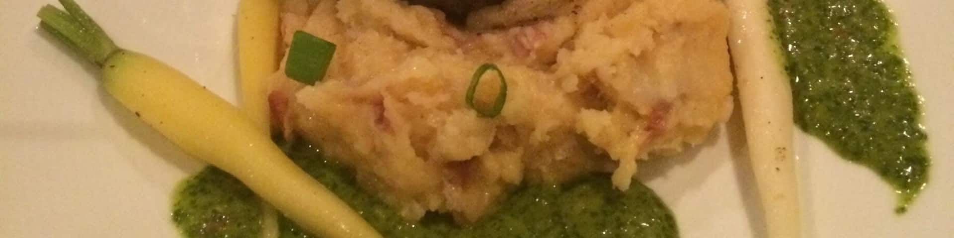 Great skirt steak with chimichurri sauce at Seviche. Don't miss the calamari appetizer!