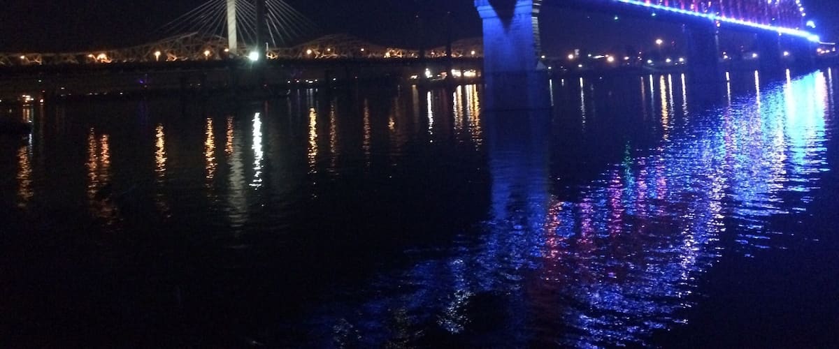 #BigFourWalkingBridge #LouisvilleKentucky #USA Tribute to #Paris & #Peace in the #World #Blue #White #Red