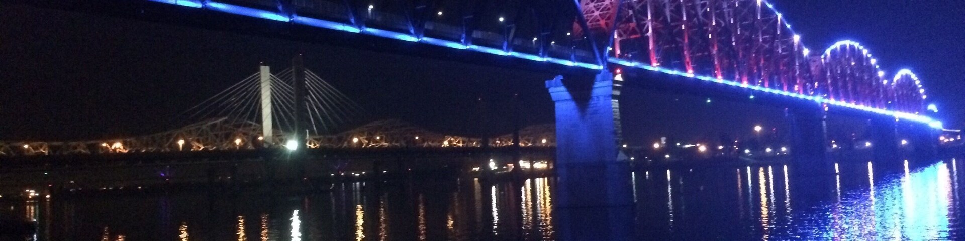 #BigFourWalkingBridge #LouisvilleKentucky #USA Tribute to #Paris & #Peace in the #World #Blue #White #Red