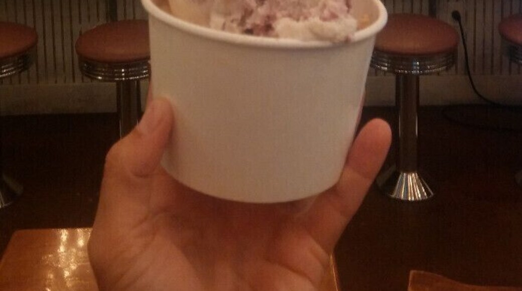 A trio of flavors from the Comfy Cow including Blackberry Cobbler a la Mode, Ginger 2 Snaps and This Little Piggy (butter pecan with caramel bacon brittle).