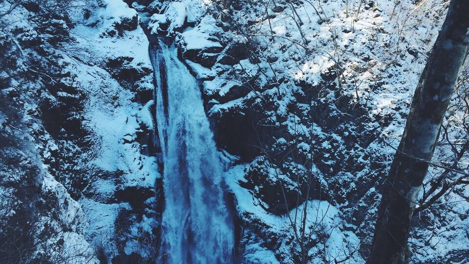 A winter waterfall. Akiu Falls near Sendai.