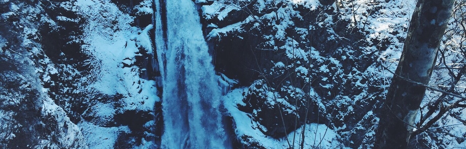 A winter waterfall. Akiu Falls near Sendai.