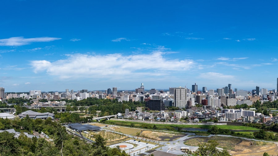 High-resolution panoramic photo overlooking Sendai. Miyagi Prefecture, Japan.