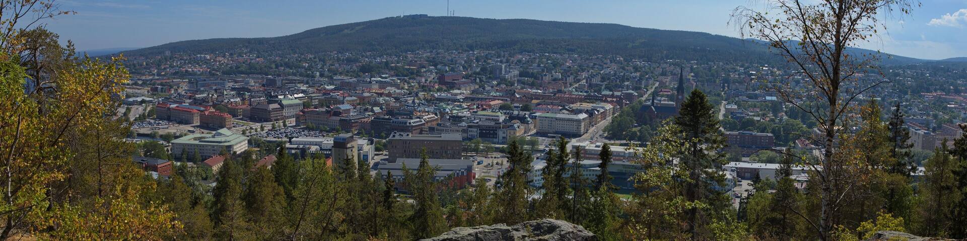 Panoramic view of Sundsvall from the hill Norra stadsberget, Sweden, Europe