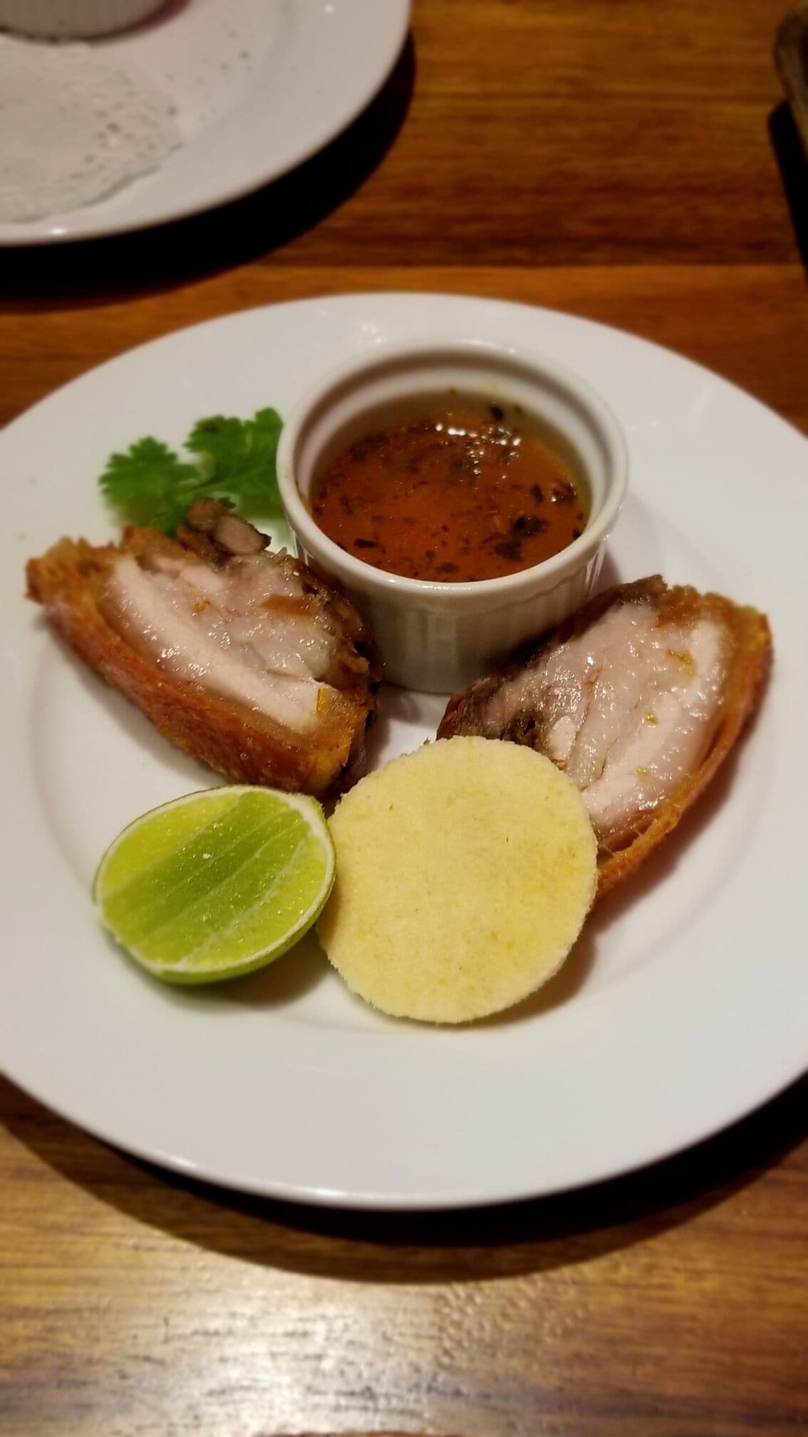 Chicharrón y Casabe....crispy pork belly with wasakaka sauce. Absolute treat!
#trovember