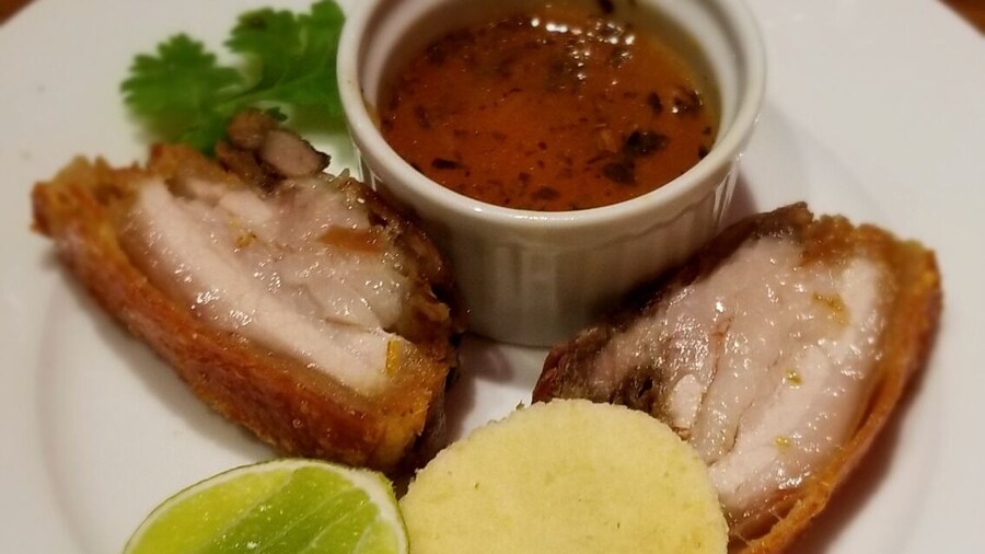 Chicharrón y Casabe....crispy pork belly with wasakaka sauce. Absolute treat!
#trovember