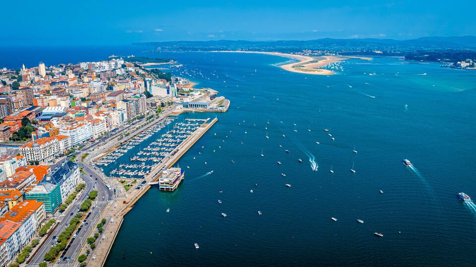 Aerial view of Santander, the capital city of the Cantabria region on Spain’s north coast