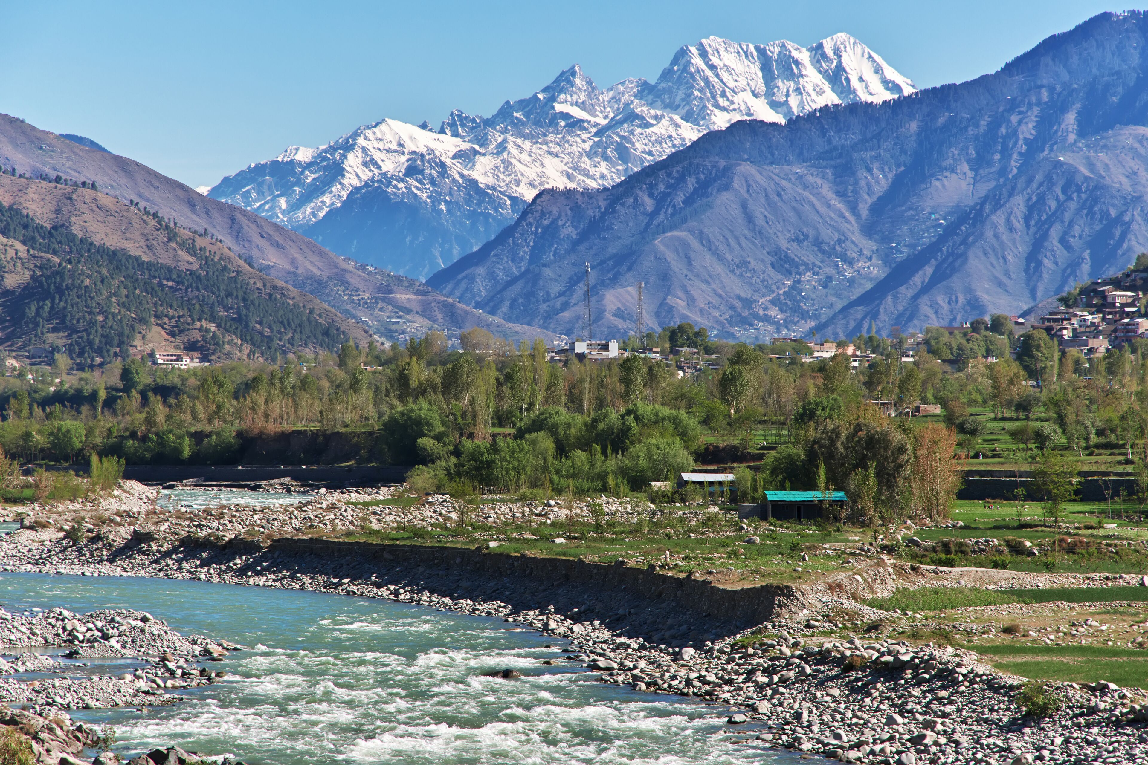 Swat river in the valley of Himalayas, Pakistan