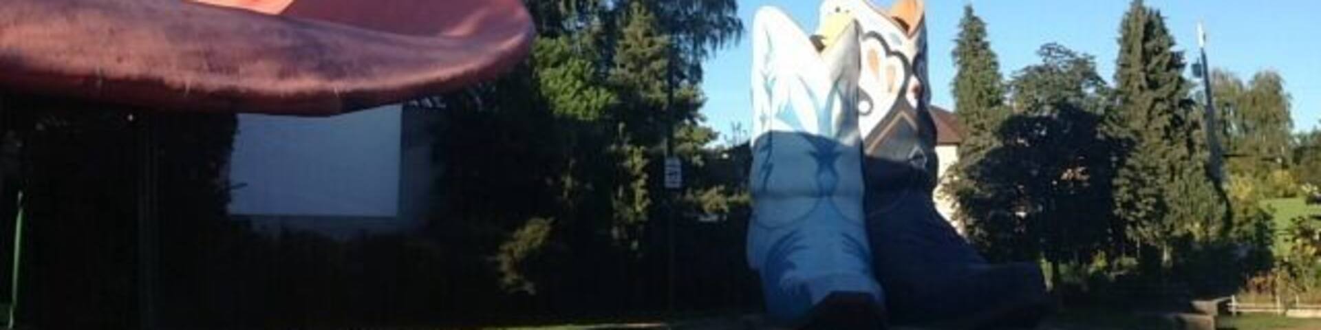 Hat, boots & airplanes in Oxbow park. Also has a play structure, nice grass and a p-patch.
