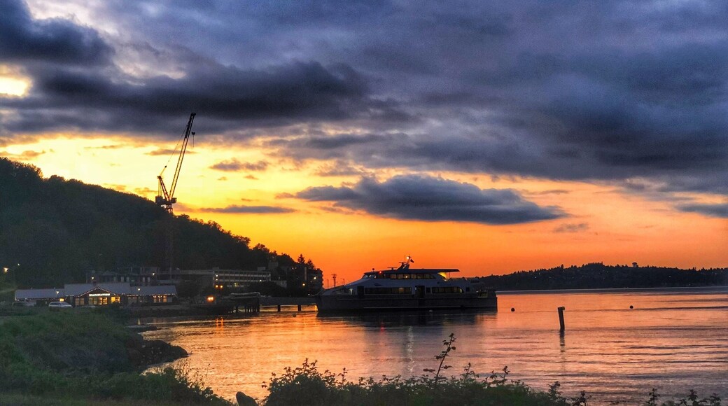 Passenger ferry at sunset