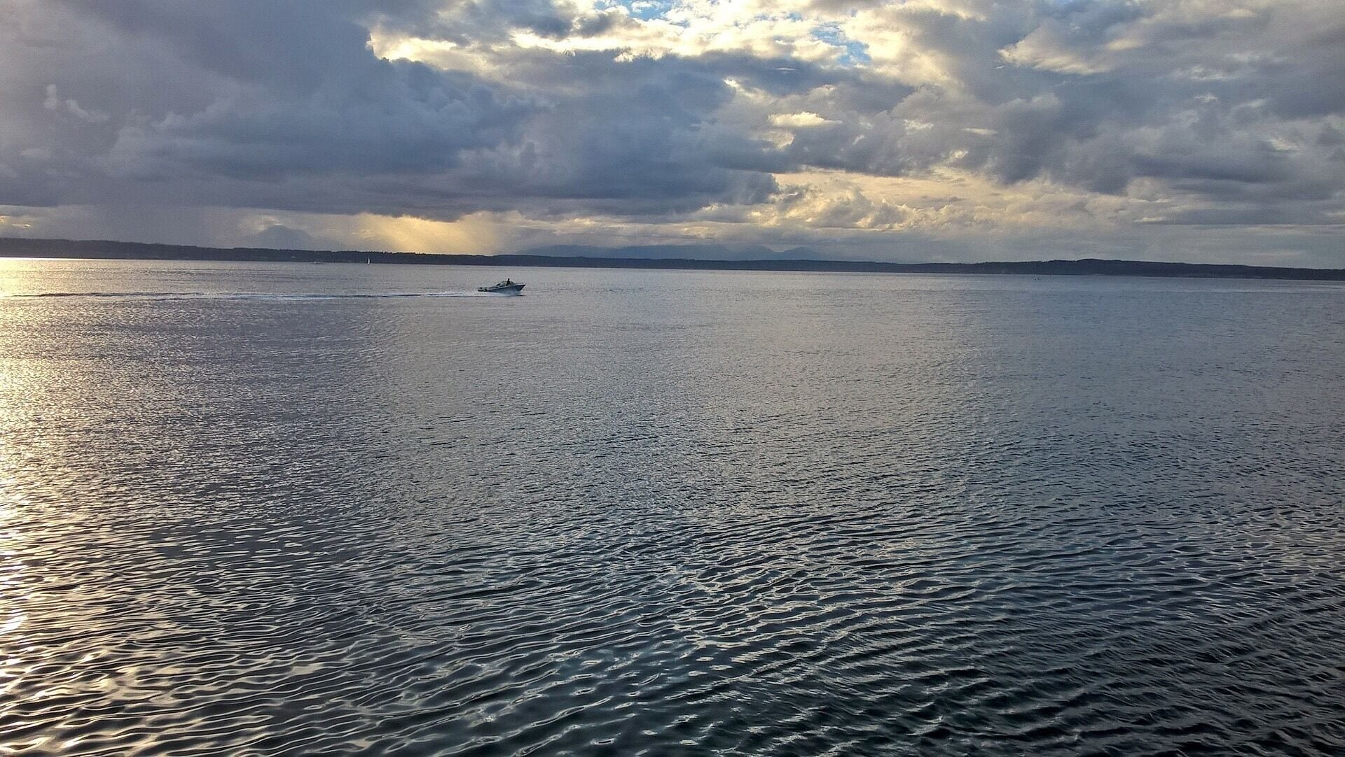 Looking out over Puget Sound. View from Golden Gardens Park in Seattle, Washington.
