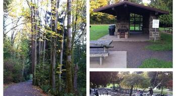 Pretty place for a short hike and playing with kids. Walking trails along a river and a zip line too!