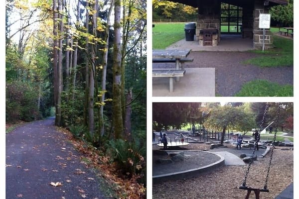 Pretty place for a short hike and playing with kids. Walking trails along a river and a zip line too!