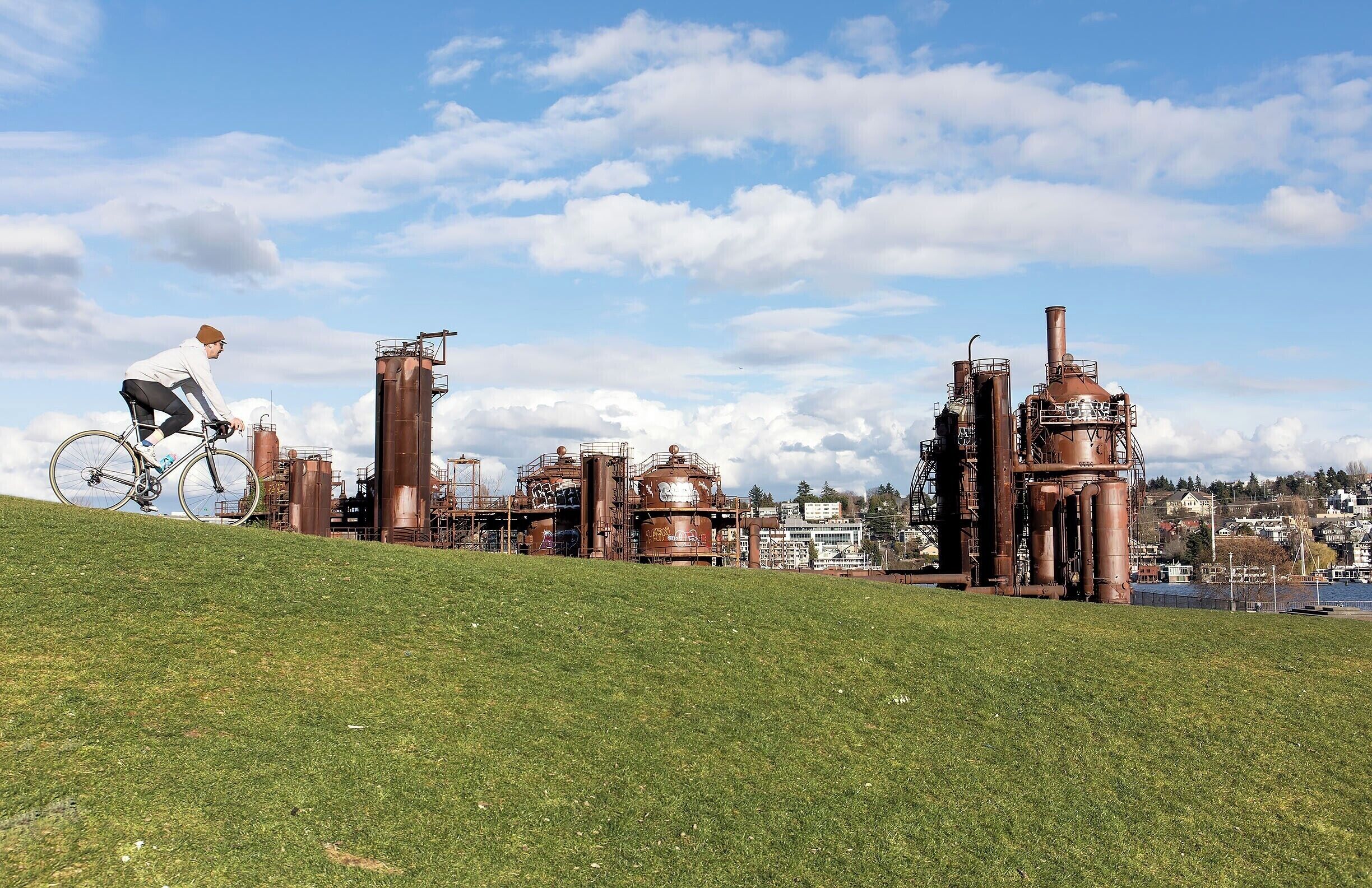 More fun at the park.  The park sits alongside the Burke-Gilman Trail, and it's worth a quick detour to check out the old coal gasification plant.