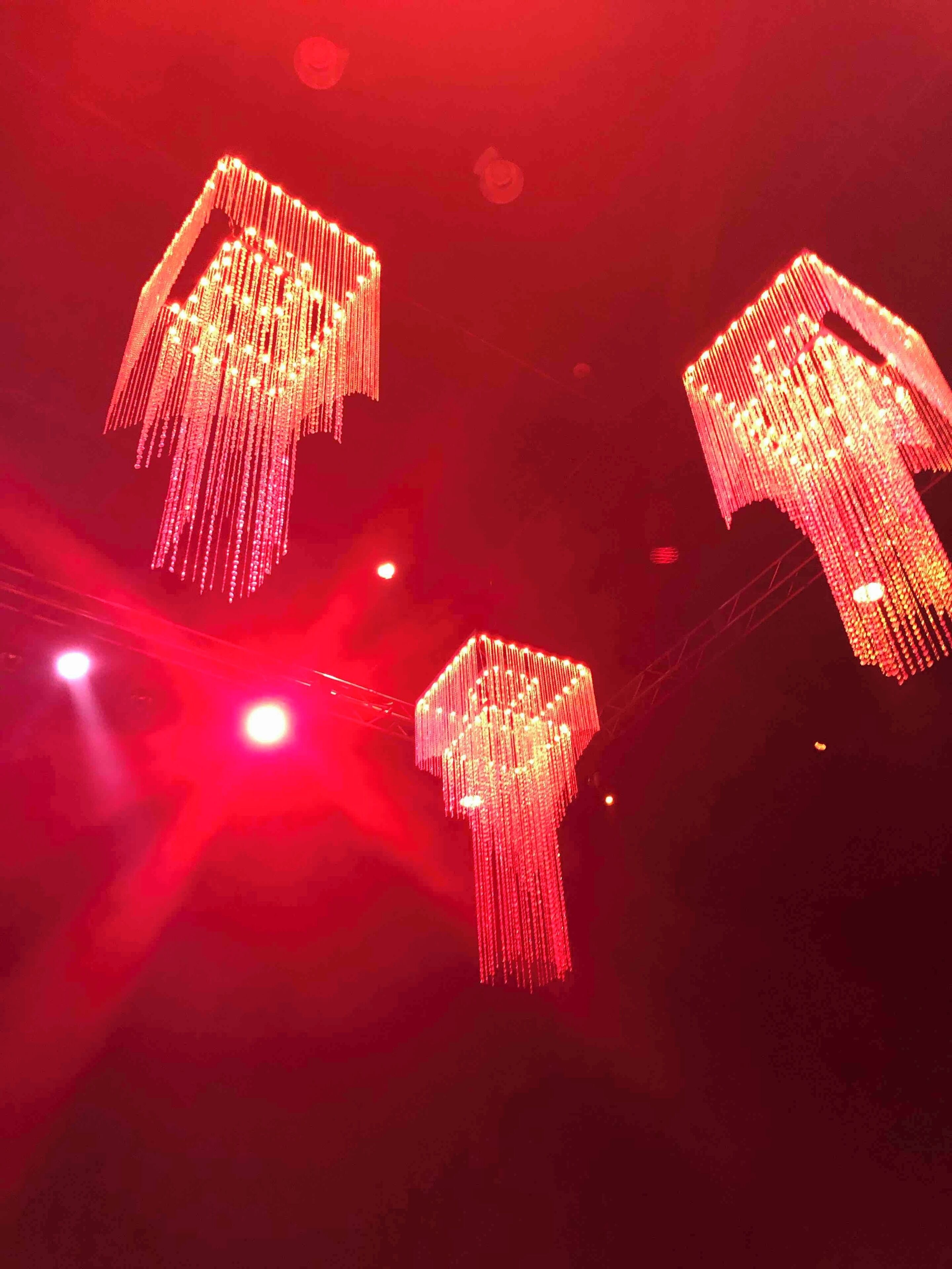 Red chandeliers at WaMu #LifeAtExpedia