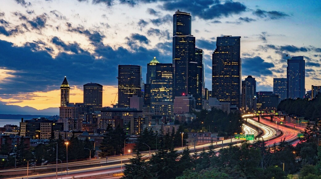 There is a great place on the Dr. Jose Rizal Bridge in Seattle to take light trail photography of the cityscape in Seattle. The fact that this photo faces the west is just an added benefit to be able to capture the sunset.
#GoldenHour #Seattle #Sunset #LightTrails #Skyline #Cityscape #Bridge
