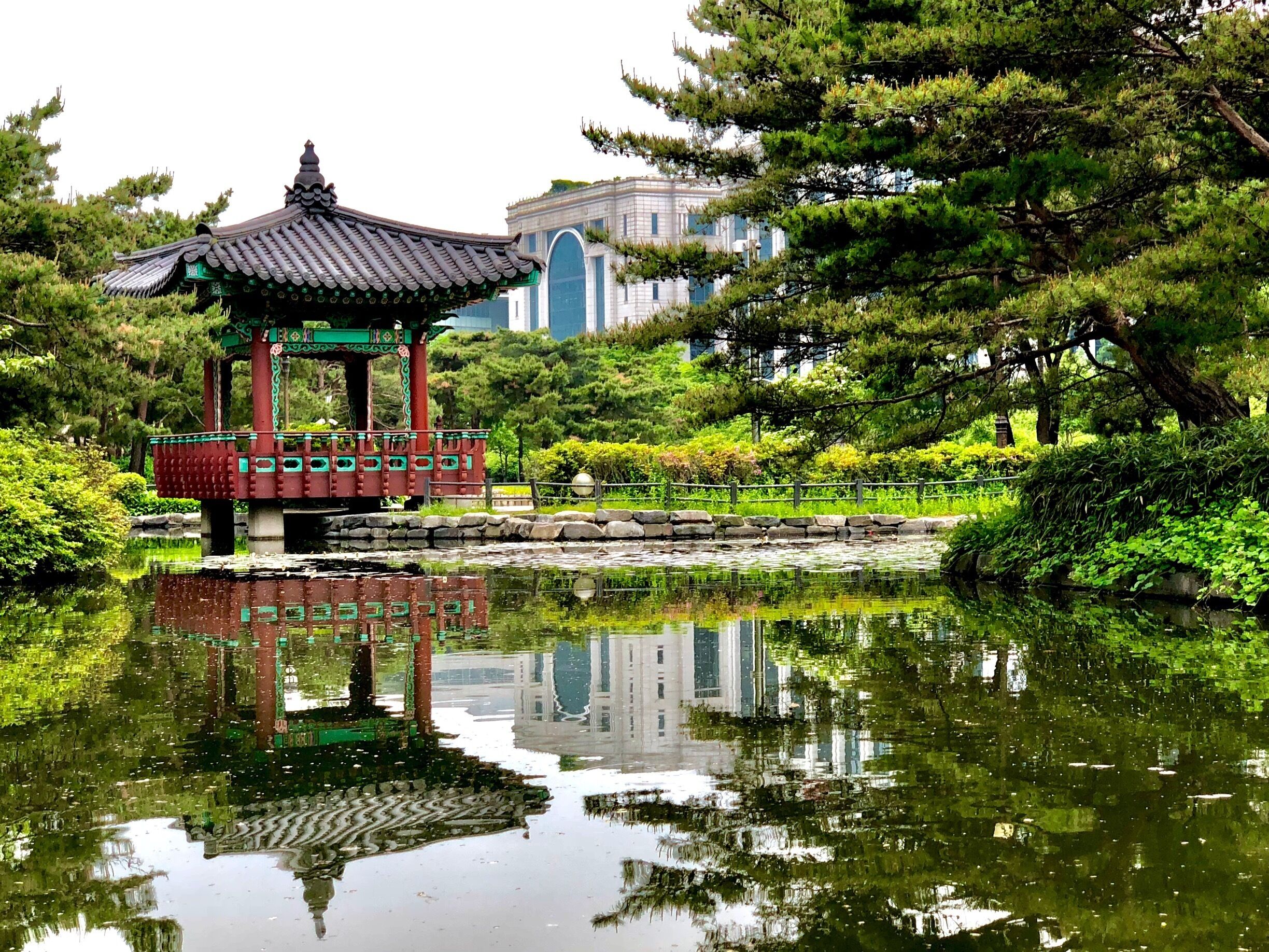 Traditional Korean building in park
