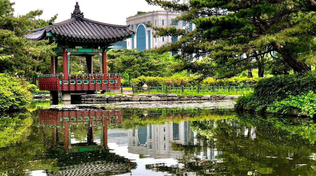 Traditional Korean building in park