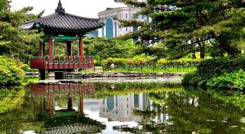 Traditional Korean building in park