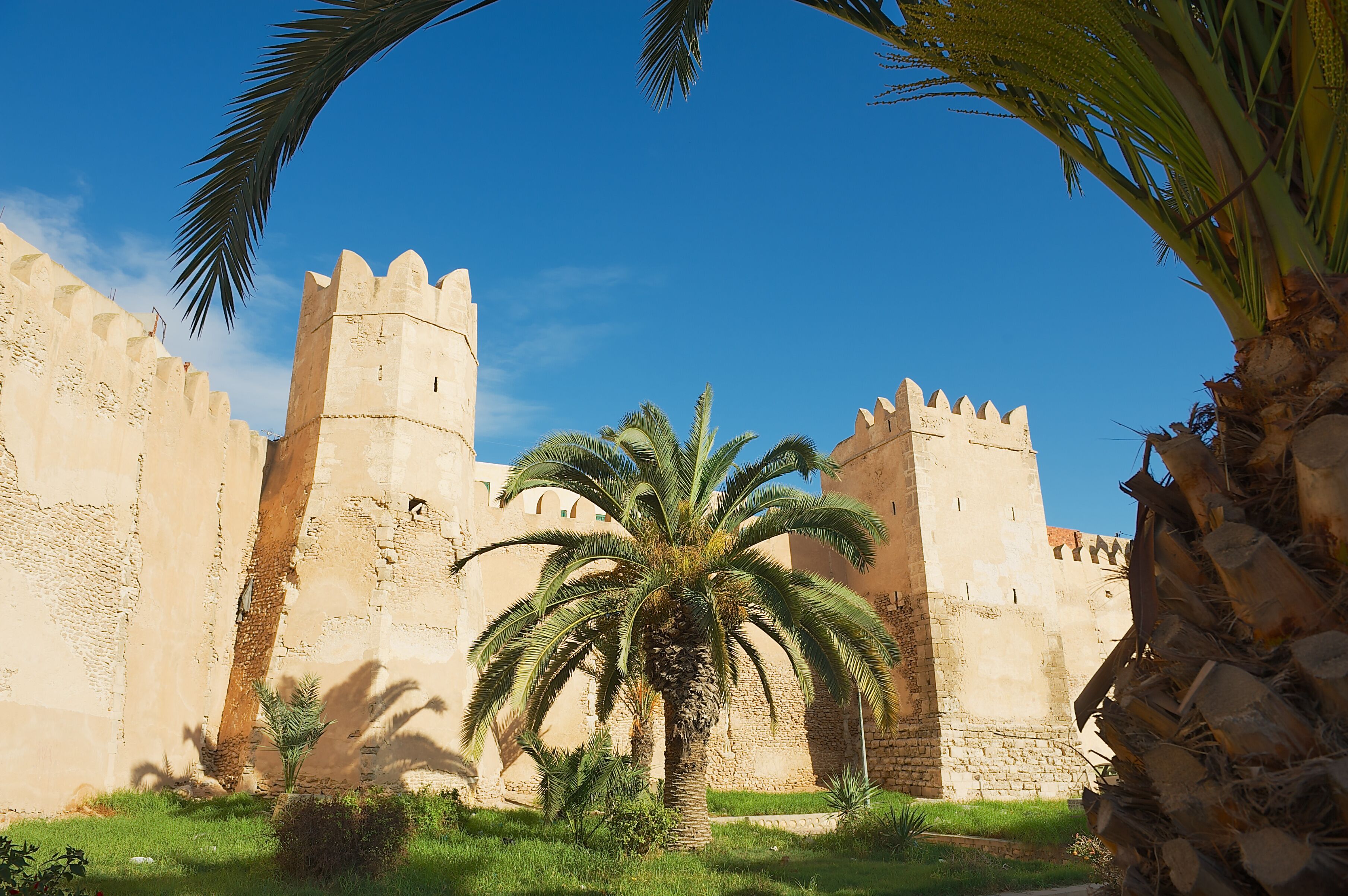 Wall and towers of the Sfax medina in Sfax, Tunisia.