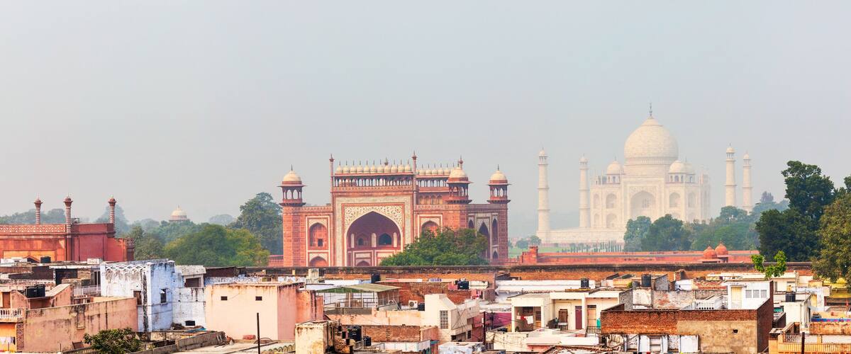 The Taj Mahal and the Red Fort in Delhi.