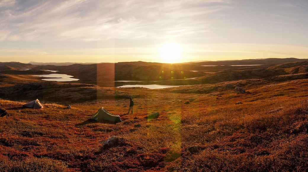 Long distance hiking on the Arctic Circle Trail between Sisimiut and Kangerlussuaq in Greenland.