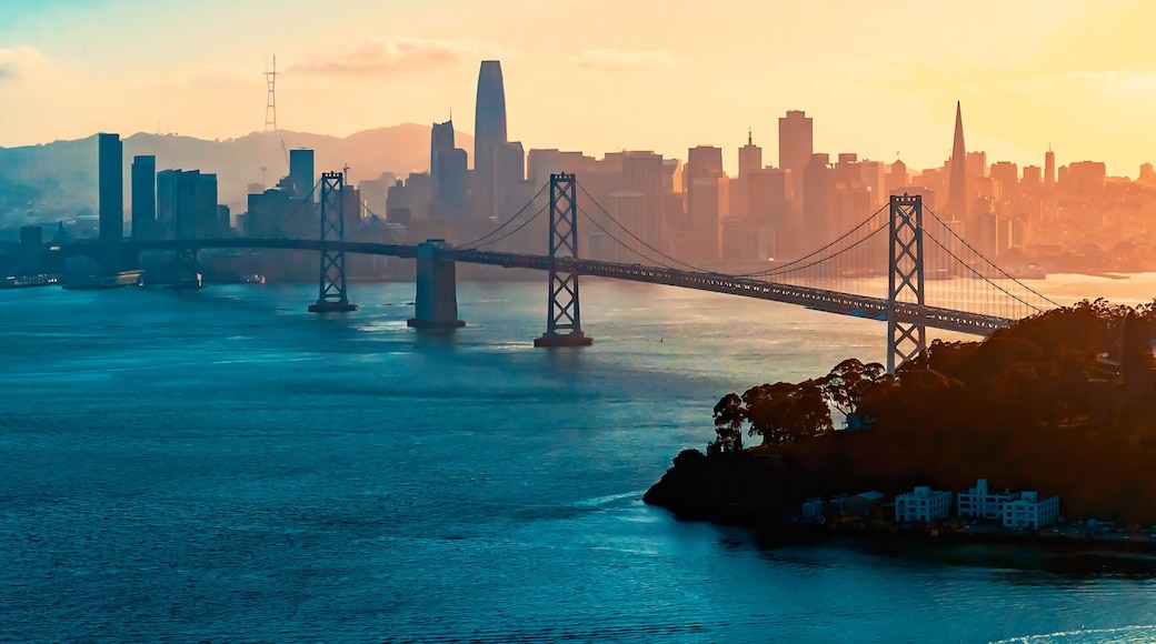 Aerial view of the Bay Bridge in San Francisco, CA