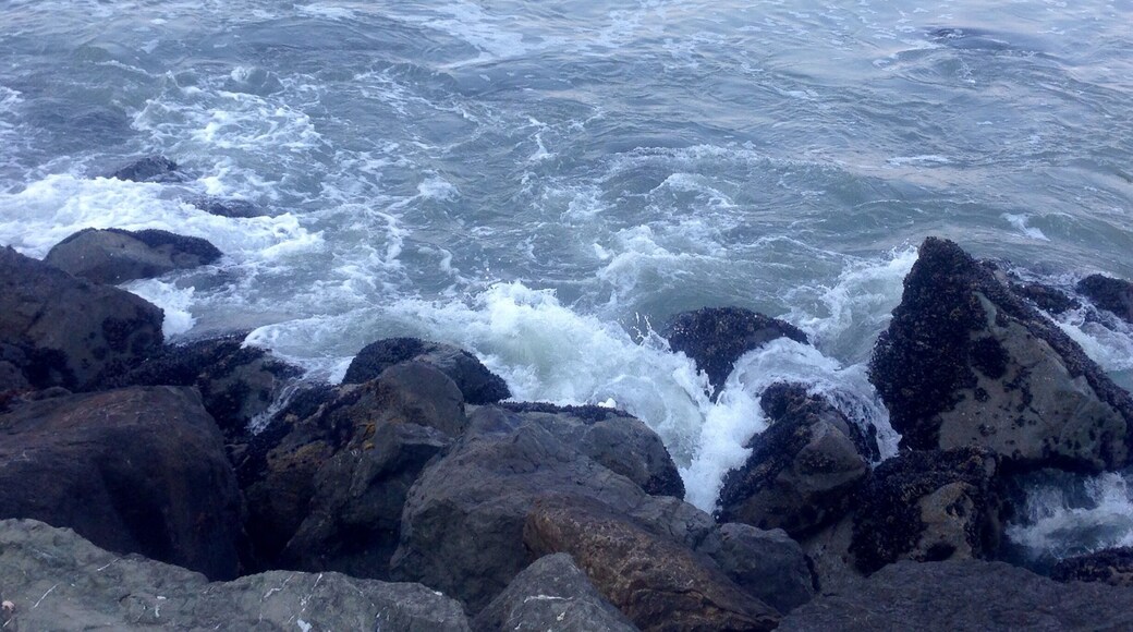 Waves at Fort Point right below the Golden Gate Bridge.