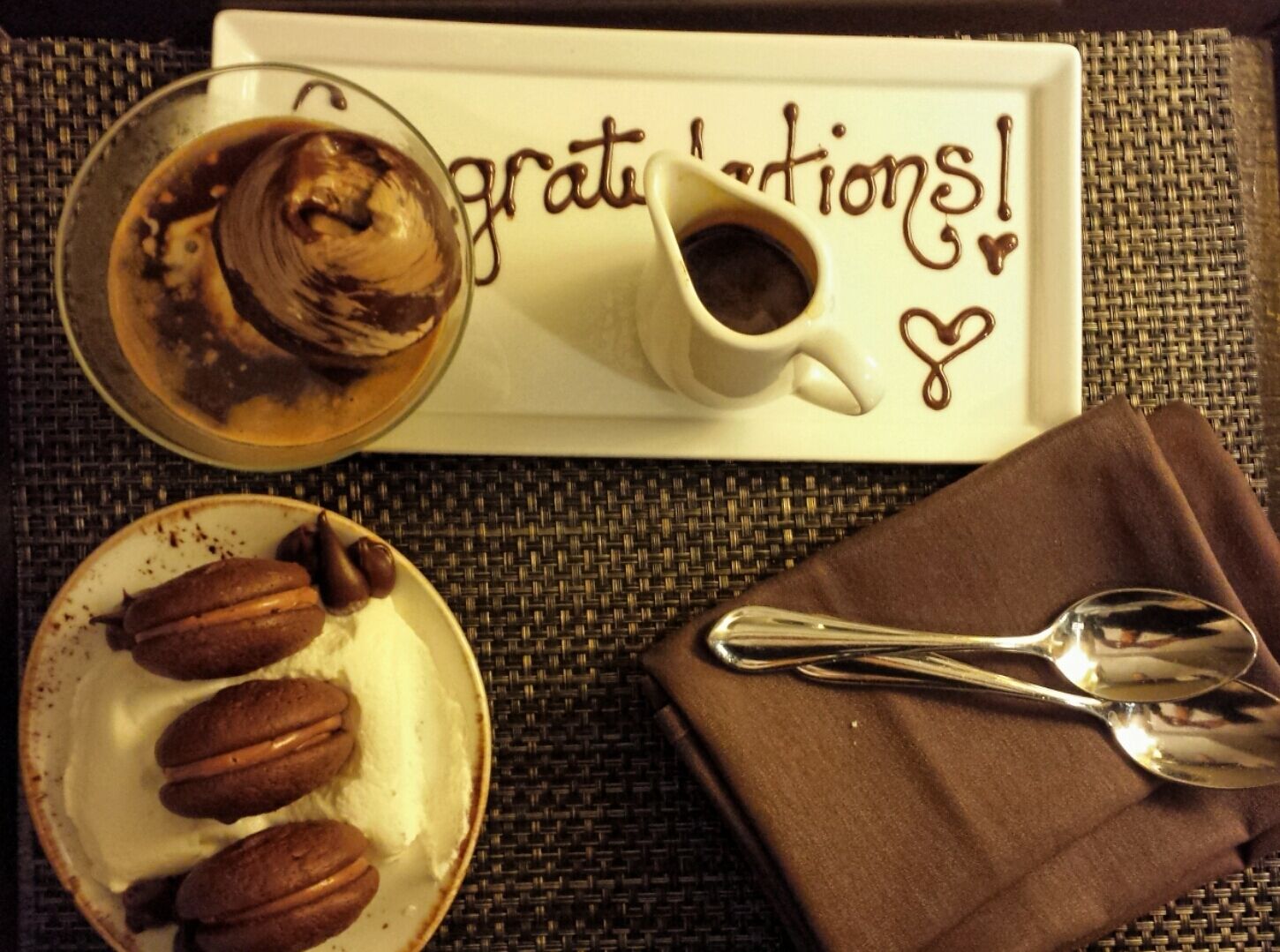 Affogato and chocolate macarons