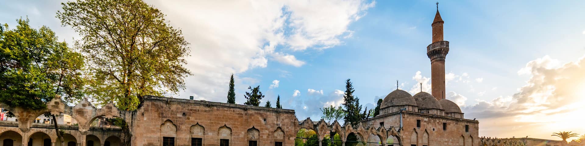 Balikligol (Fish Lake) in Sanliurfa, Turkey. Halil-ur Rahman Lake and Rizvaniye Mosque view. Balikligol the most visited places in Sanliurfa.