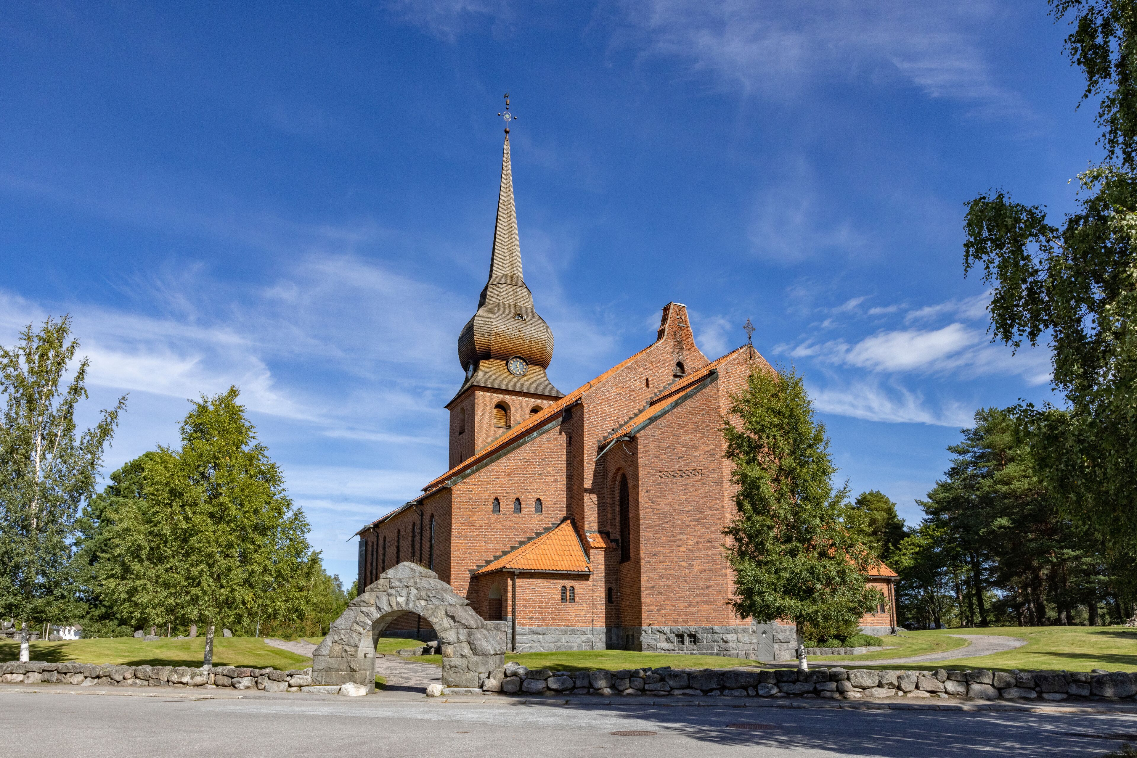 Bureå Church is a church in Västerbottens county,The church, which is built of red brick, is a three-aisled hall church in the National Romantic style,Near Skellefteå city,Sweden,Scandinavia,Europe