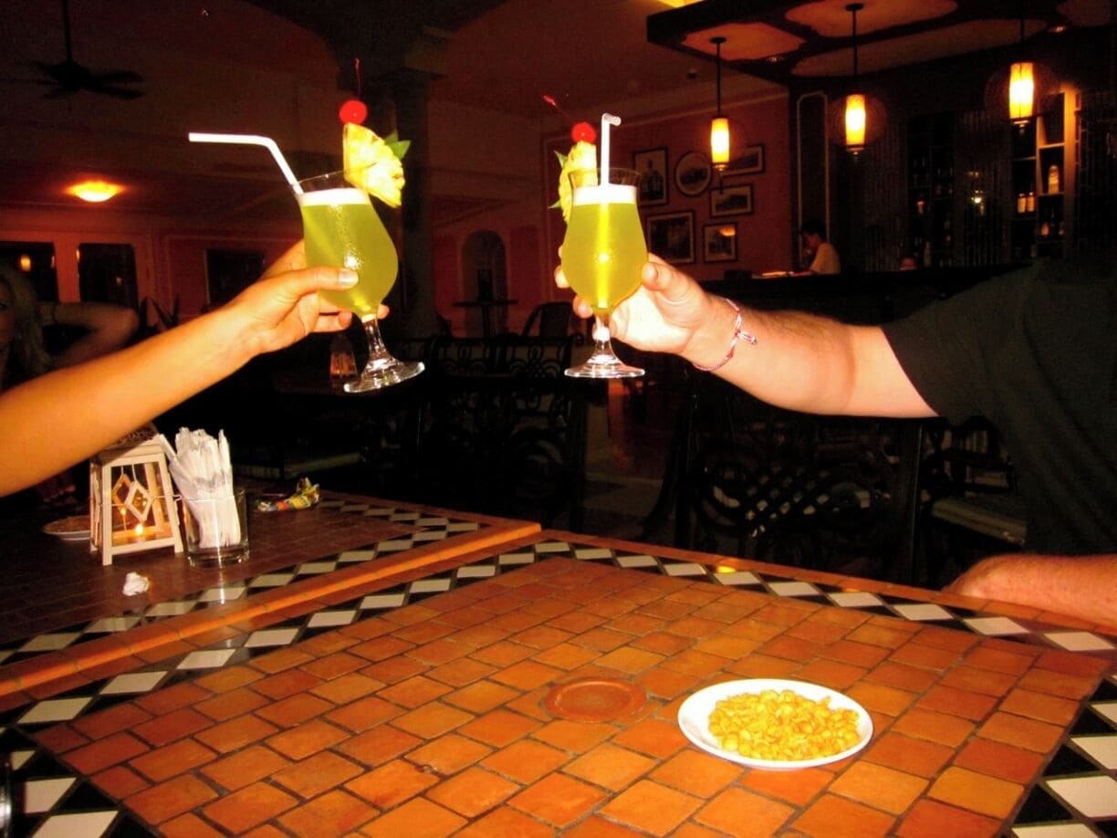 Rex Hotel - Rooftop Garden
"One of the best bars of South East Asia
 
Acknowledged as “One of the Best Bars Of South East Asia” voted by the Newsweek Magazine in 1996, one of “1000 places to see before you die” listed by Patricia Schultz - the American Travel Writer.
 
Listed as 30 of the world’s best bars by Michelle Woo on Sept 15, 2010 at CNNgo.com. Michelle Woo is a journalist and blogger, whose work has appeared in USA Today, The Arizona Republic, Detroit Free Press, Orange County Register and on CNNgo.com." Copied from the Rex Hotel Website
So of course with comments like this we had to at least go have a Rex Hotel Mixed Drink.  This fresh juicy drink was strong and yummy.
Cheers!!