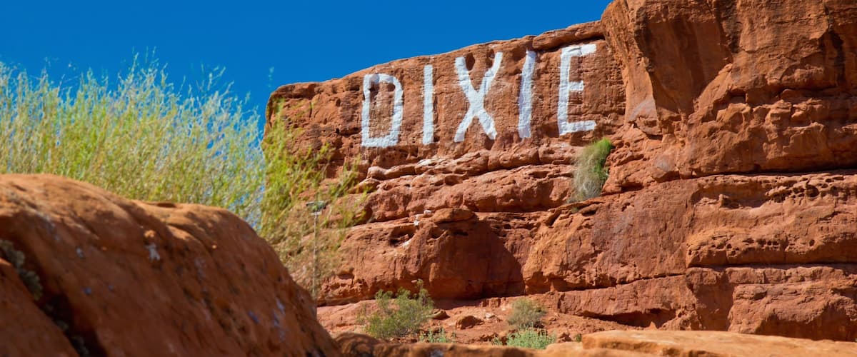 St. George which includes a gorge or canyon and signage