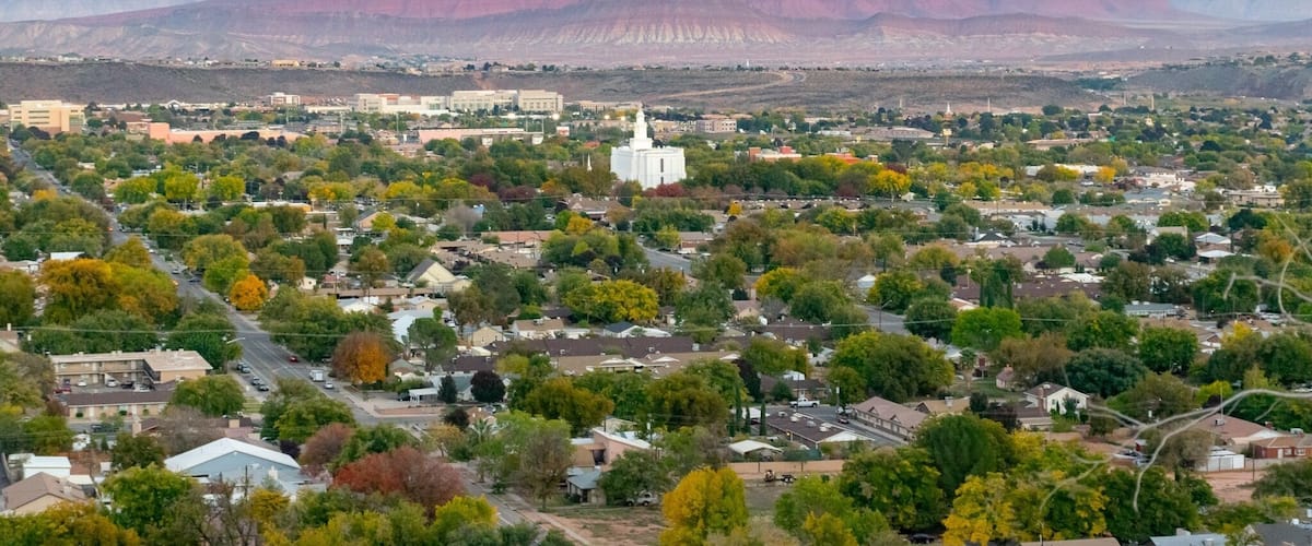 Beautiful St George, Utah! Fun fact: no other structure in town can be taller than the Mormon temple #stgeorge #southern #utah #temple #city #canyons #sunset #travel #wanderlust