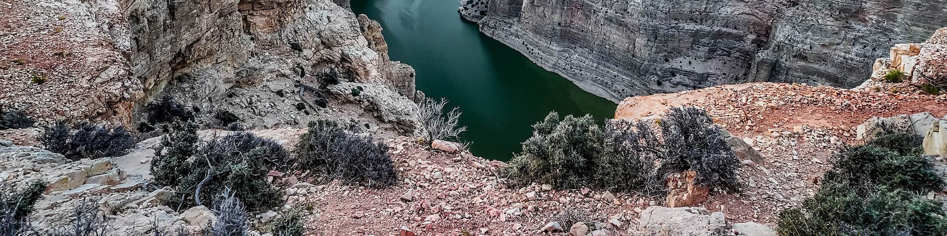 A canyon with a river running through it.