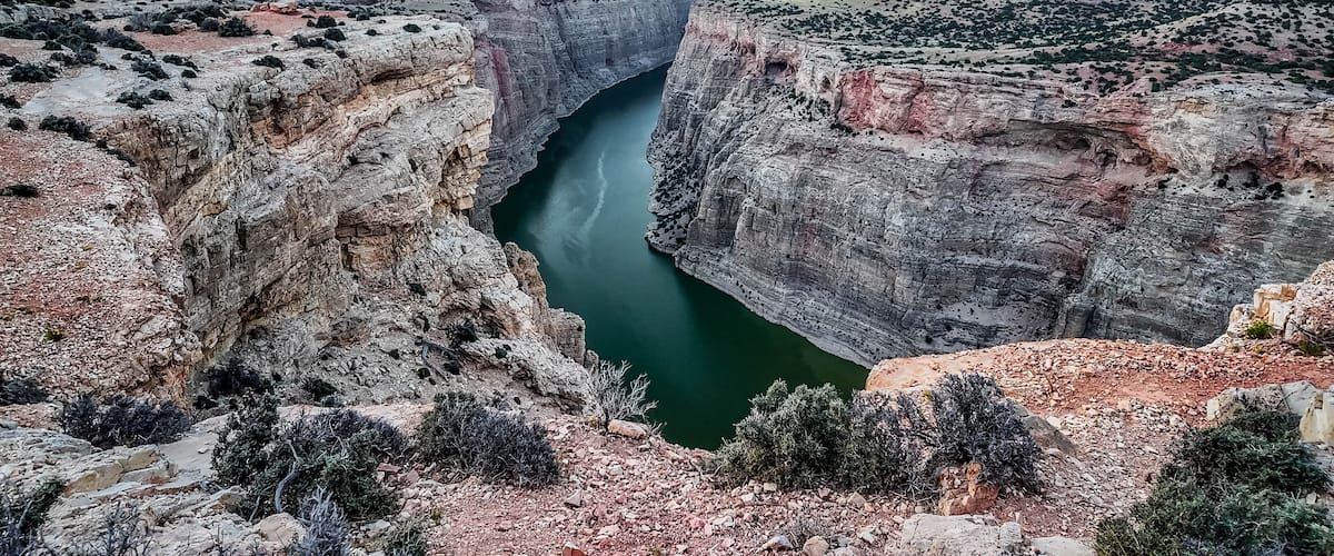 Golden sunset at Bighorn Canyon Devils Canyon Overlook scenic view