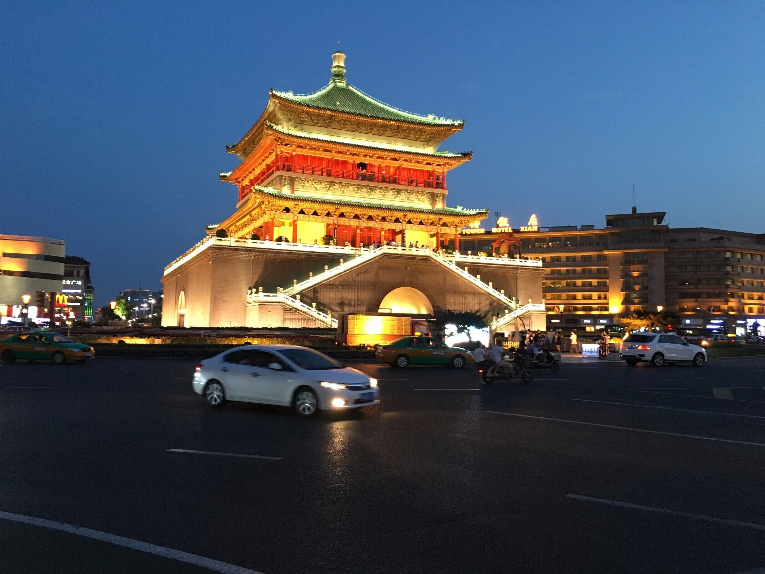 The bell tower in the middle of Xian city.