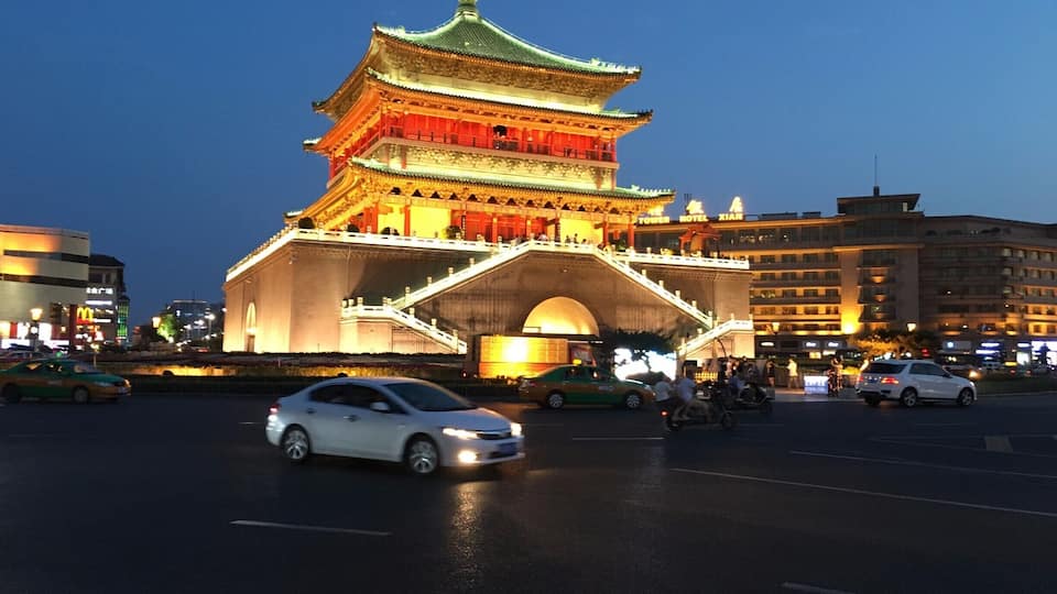 The bell tower in the middle of Xian city.