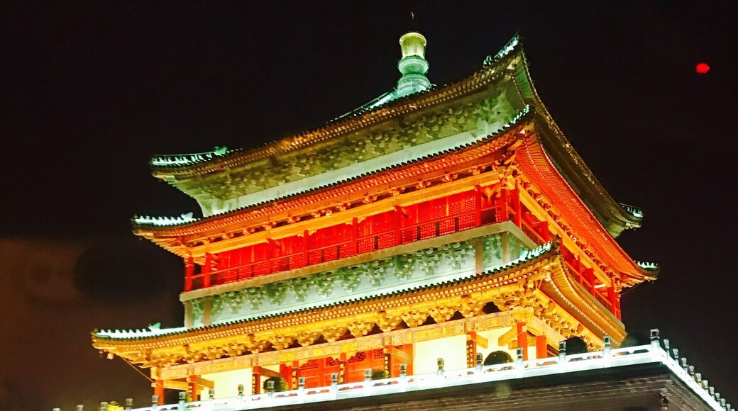 Beautiful by day and stunning at night. Drum Tower in the centre of Xian.