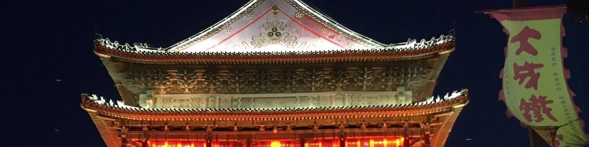 The well lit drum tower in Xian city