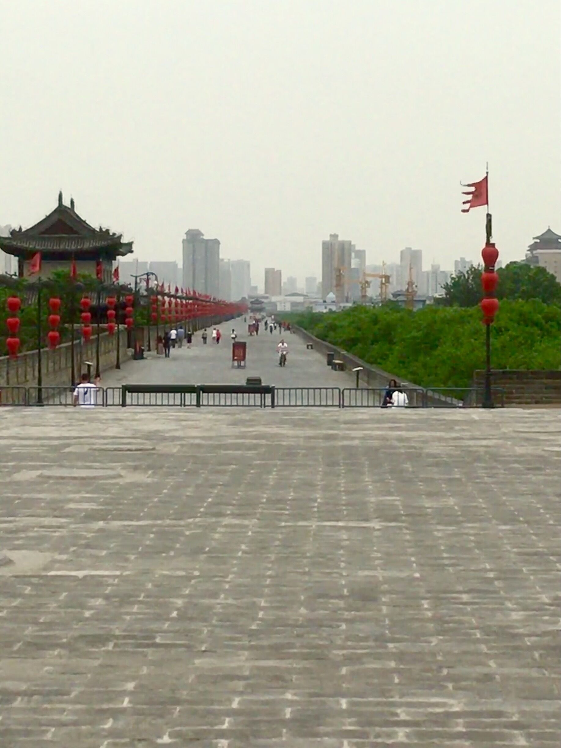 Took a walk on the Xi’an Wall, wanted to rent a bicycle and ride the wall but I didn’t bring enough cash with me for the deposit on the bike, so a walk would have to do.