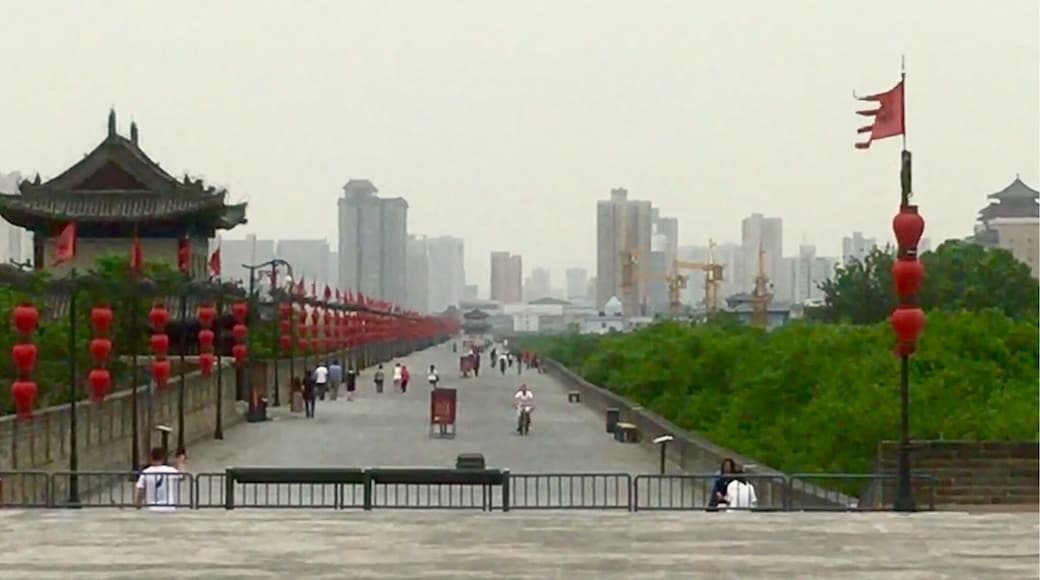 Took a walk on the Xi’an Wall, wanted to rent a bicycle and ride the wall but I didn’t bring enough cash with me for the deposit on the bike, so a walk would have to do.