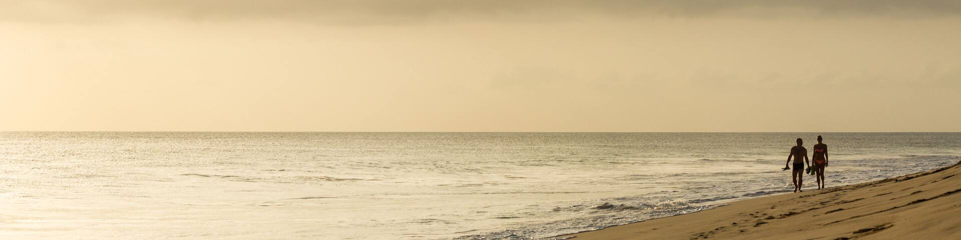 Couple on beach, panorama
