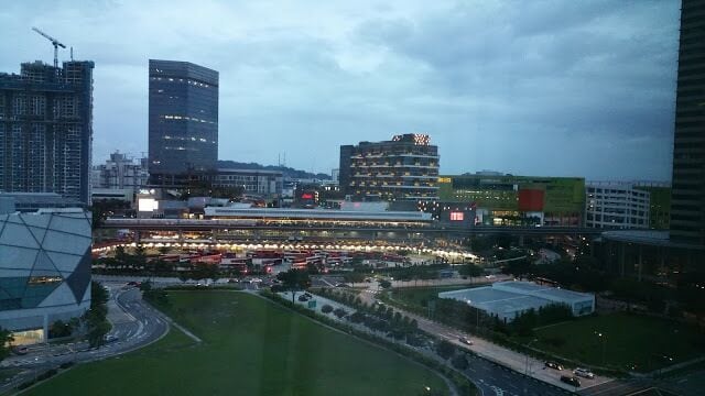 From Genting Hotel overlooking Jurong East Bus Interchange and shopping malls.