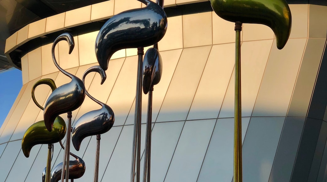Flamingoes statues outside the shopping mall